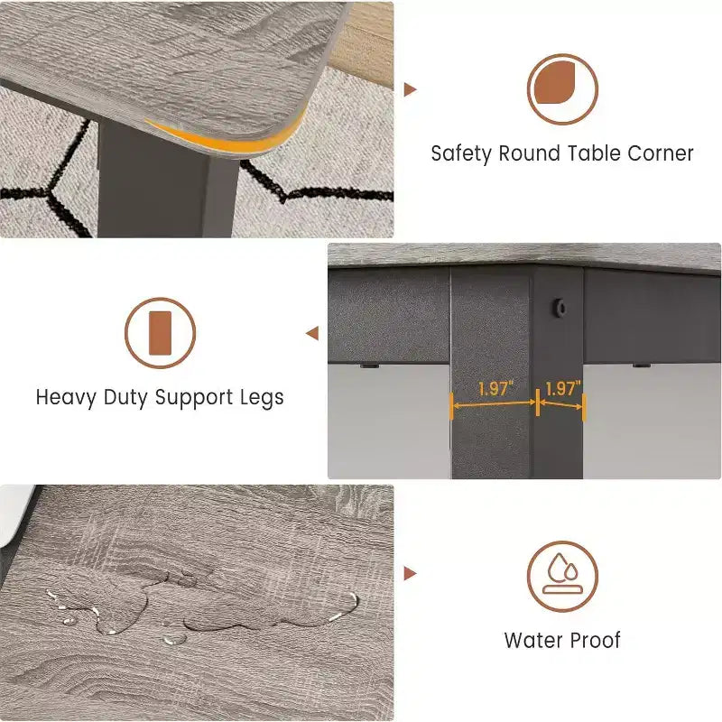 Rectangle Dining Table for 2 4 6 People, 63-Inch Modern Farmhouse Kitchen & Dining Room Tables with Heavy Duty Metal Legs for Kitchen Living Room