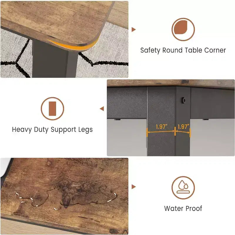 Rectangle Dining Table for 2 4 6 People, 63-Inch Modern Farmhouse Kitchen & Dining Room Tables with Heavy Duty Metal Legs for Kitchen Living Room