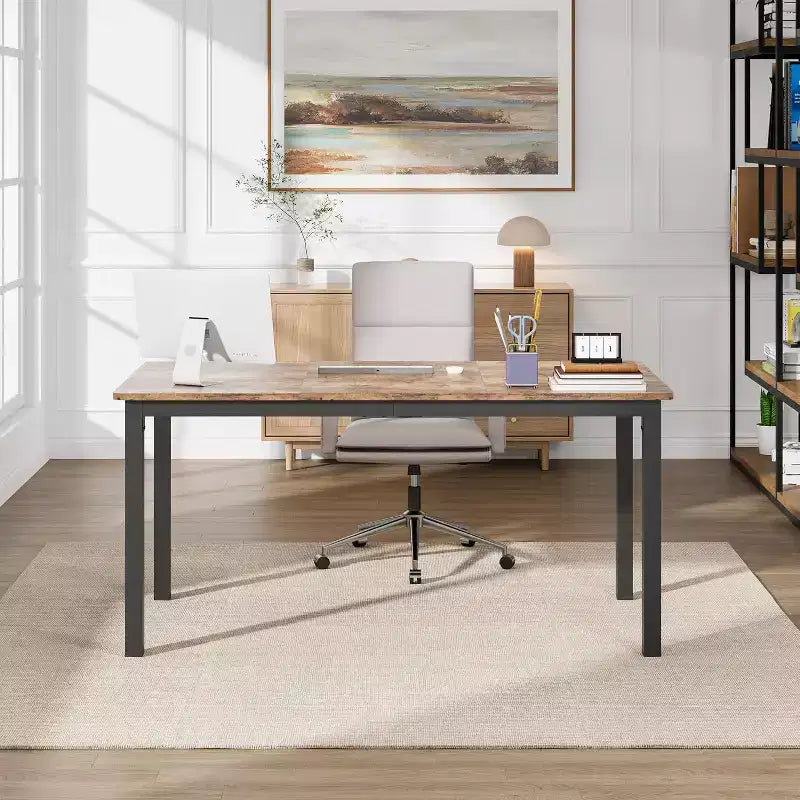 Rectangle Dining Table for 2 4 6 People, 63-Inch Modern Farmhouse Kitchen & Dining Room Tables with Heavy Duty Metal Legs for Kitchen Living Room