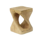 Modern Spiral Side Table with Hollow Center, Wood Grain Texture Magnesium Oxide Coffee Table for Living Room Bedroom