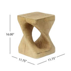 Modern Spiral Side Table with Hollow Center, Wood Grain Texture Magnesium Oxide Coffee Table for Living Room Bedroom