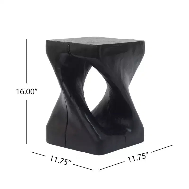 Modern Spiral Side Table with Hollow Center, Wood Grain Texture Magnesium Oxide Coffee Table for Living Room Bedroom