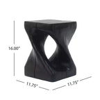 Modern Spiral Side Table with Hollow Center, Wood Grain Texture Magnesium Oxide Coffee Table for Living Room Bedroom
