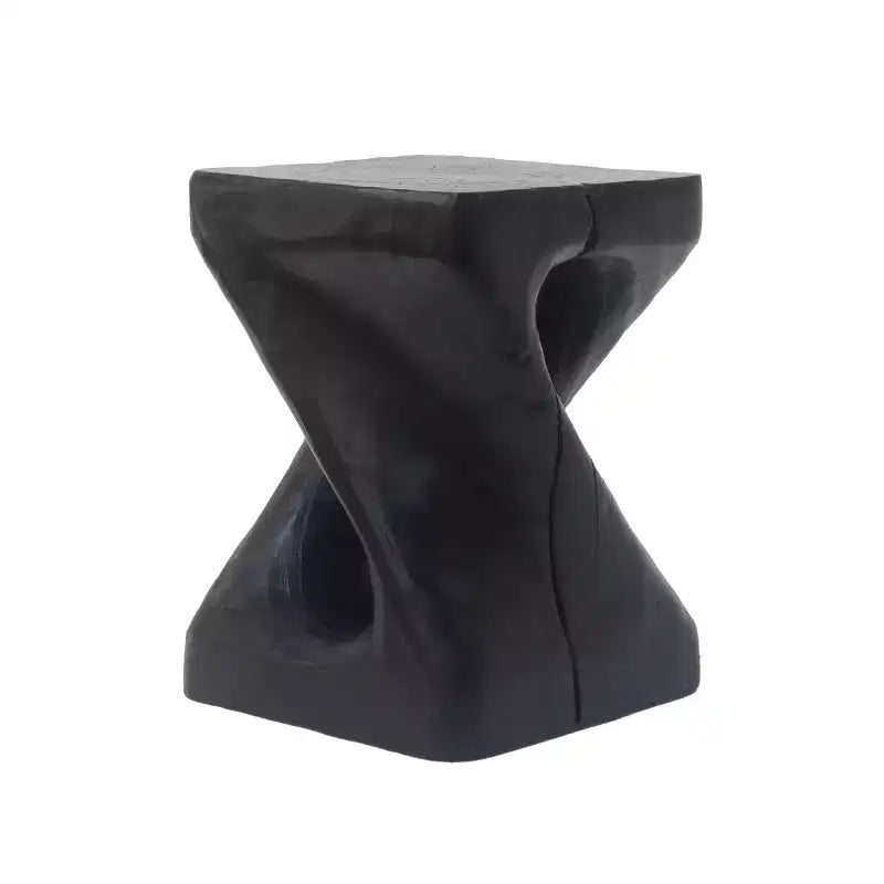 Modern Spiral Side Table with Hollow Center, Wood Grain Texture Magnesium Oxide Coffee Table for Living Room Bedroom