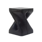 Modern Spiral Side Table with Hollow Center, Wood Grain Texture Magnesium Oxide Coffee Table for Living Room Bedroom