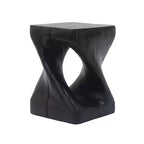 Modern Spiral Side Table with Hollow Center, Wood Grain Texture Magnesium Oxide Coffee Table for Living Room Bedroom