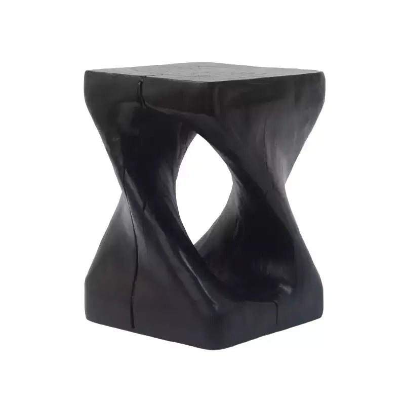 Modern Spiral Side Table with Hollow Center, Wood Grain Texture Magnesium Oxide Coffee Table for Living Room Bedroom