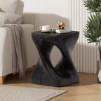Modern Spiral Side Table with Hollow Center, Wood Grain Texture Magnesium Oxide Coffee Table for Living Room Bedroom