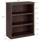 3-Tier Farmhouse Bookcase with Storage, Wooden 3-Shelf Low Bookcase for Home Office, Living Room, Bedroom
