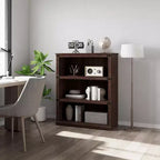 3-Tier Farmhouse Bookcase with Storage, Wooden 3-Shelf Low Bookcase for Home Office, Living Room, Bedroom