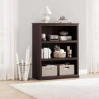 3-Tier Farmhouse Bookcase with Storage, Wooden 3-Shelf Low Bookcase for Home Office, Living Room, Bedroom