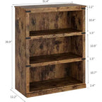 3-Tier Farmhouse Bookcase with Storage, Wooden 3-Shelf Low Bookcase for Home Office, Living Room, Bedroom