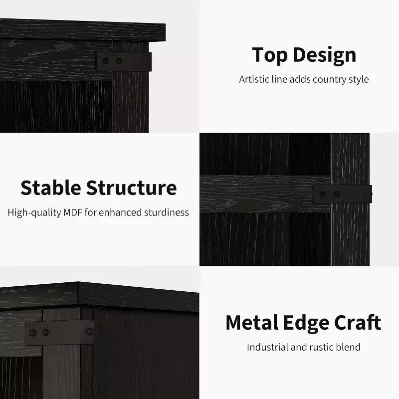 3-Tier Farmhouse Bookcase with Storage, Wooden 3-Shelf Low Bookcase for Home Office, Living Room, Bedroom
