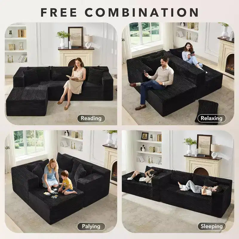 106-Inch L-Shaped Sectional Couch, Modern Modular Sofa with Chaise, Deep Seat Upholstered Furniture for Living Room