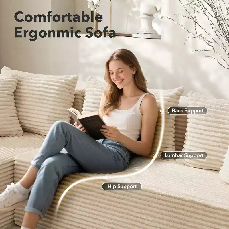 106-Inch L-Shaped Sectional Couch, Modern Modular Sofa with Chaise, Deep Seat Upholstered Furniture for Living Room