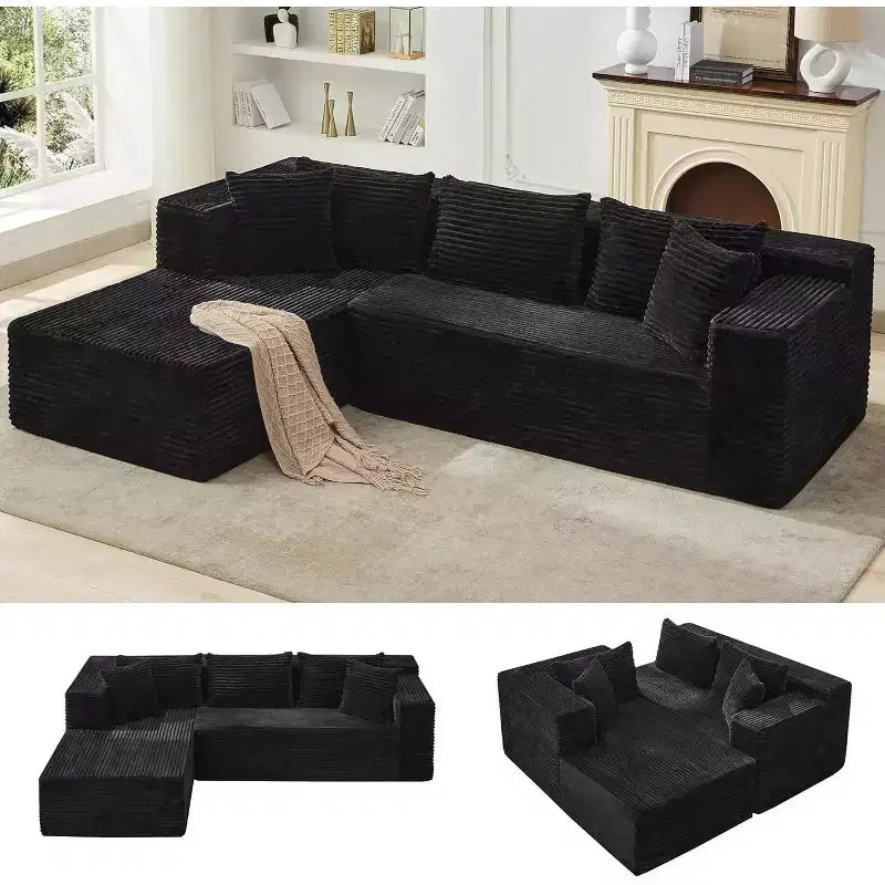 106-Inch L-Shaped Sectional Couch, Modern Modular Sofa with Chaise, Deep Seat Upholstered Furniture for Living Room
