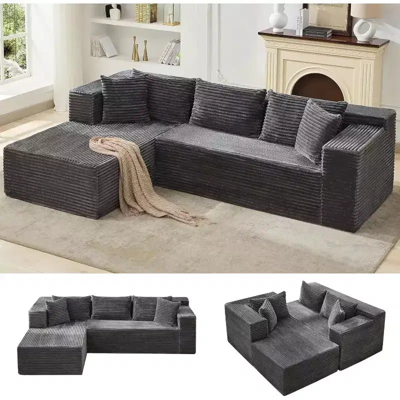 106-Inch L-Shaped Sectional Couch, Modern Modular Sofa with Chaise, Deep Seat Upholstered Furniture for Living Room