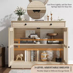 35.4 Modern Sideboard Buffet Cabinet with Glass Door, Storage & Drawers - Versatile Dining Room and Kitchen Storage Solution