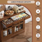 35.4 Modern Sideboard Buffet Cabinet with Glass Door, Storage & Drawers - Versatile Dining Room and Kitchen Storage Solution