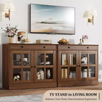35.4 Modern Sideboard Buffet Cabinet with Glass Door, Storage & Drawers - Versatile Dining Room and Kitchen Storage Solution