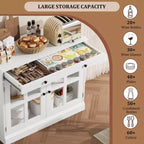 35.4 Modern Sideboard Buffet Cabinet with Glass Door, Storage & Drawers - Versatile Dining Room and Kitchen Storage Solution