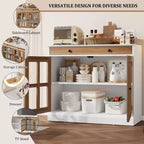 35.4 Modern Sideboard Buffet Cabinet with Glass Door, Storage & Drawers - Versatile Dining Room and Kitchen Storage Solution