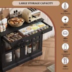 35.4 Modern Sideboard Buffet Cabinet with Glass Door, Storage & Drawers - Versatile Dining Room and Kitchen Storage Solution