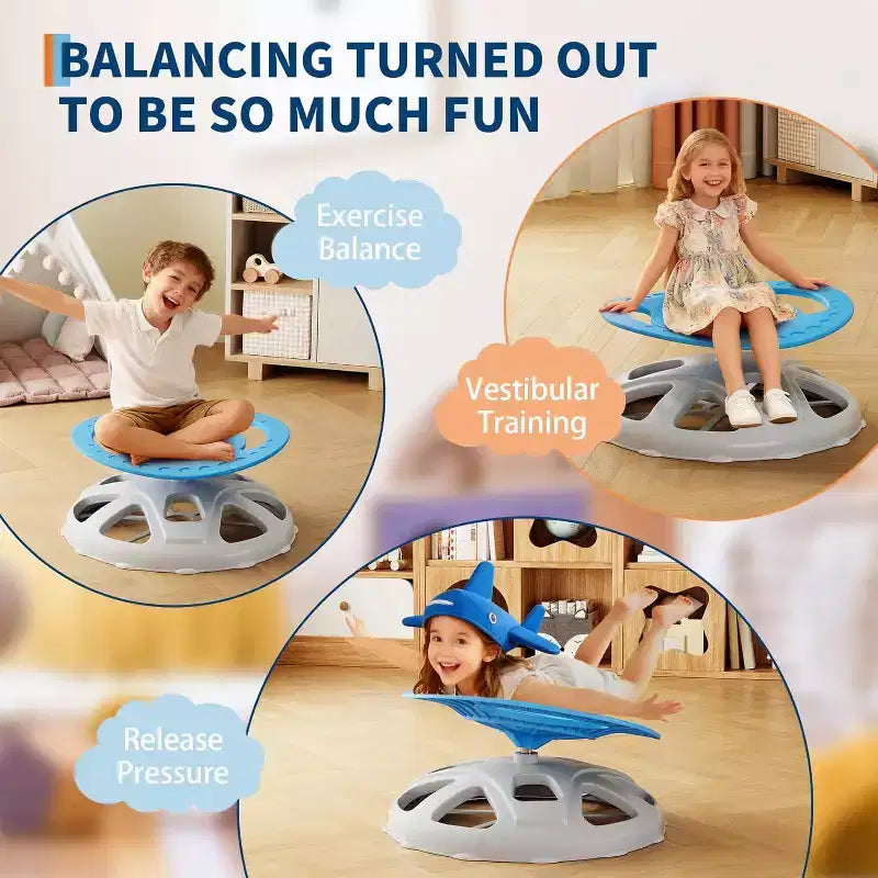 Kids Sensory Swivel Chair,Spinning Seat with Safety Handle & Non-Slip Base