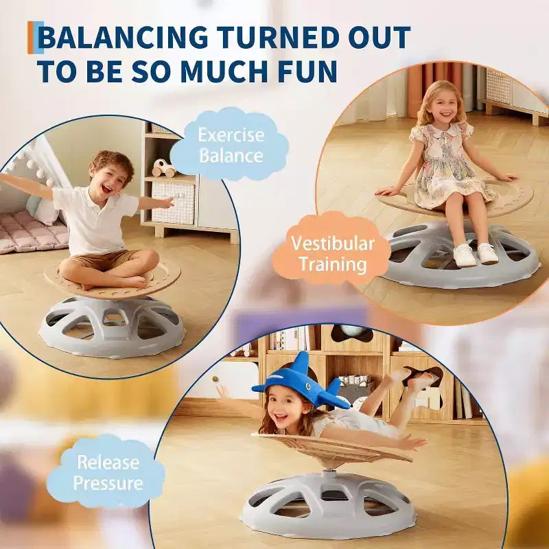 Kids Sensory Swivel Chair,Spinning Seat with Safety Handle & Non-Slip Base