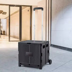 Chariot utilitaire pliable avec poignée télescopique, caisse roulante portable de 80 lb pour voyage, shopping et bureau, noir