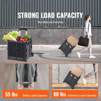 Chariot utilitaire pliable avec poignée télescopique, caisse roulante portable de 80 lb pour voyage, shopping et bureau, noir