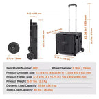 Chariot utilitaire pliable avec poignée télescopique, caisse roulante portable de 80 lb pour voyage, shopping et bureau, noir