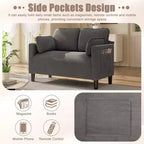 Modern Small Soft Corduroy Loveseat Sofa with Pillows & Side Pockets,Solid Wood Frame Futon Couch for Living Room,Dorm