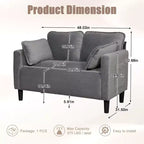 Modern Small Soft Corduroy Loveseat Sofa with Pillows & Side Pockets,Solid Wood Frame Futon Couch for Living Room,Dorm