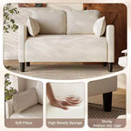 Modern Small Soft Corduroy Loveseat Sofa with Pillows & Side Pockets,Solid Wood Frame Futon Couch for Living Room,Dorm