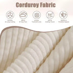 Modern Small Soft Corduroy Loveseat Sofa with Pillows & Side Pockets,Solid Wood Frame Futon Couch for Living Room,Dorm