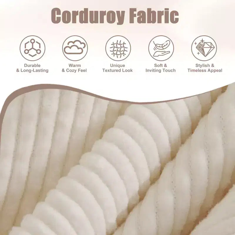 Modern Small Soft Corduroy Loveseat Sofa with Pillows & Side Pockets,Solid Wood Frame Futon Couch for Living Room,Dorm