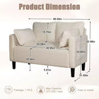 Modern Small Soft Corduroy Loveseat Sofa with Pillows & Side Pockets,Solid Wood Frame Futon Couch for Living Room,Dorm