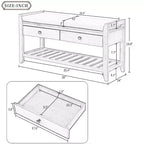 Banc de rangement en bois style ferme avec 2 tiroirs et porte-chaussures, banc d'entrée vieilli avec coussin pour chambre, salon
