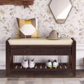 Banc de rangement en bois style ferme avec 2 tiroirs et porte-chaussures, banc d'entrée vieilli avec coussin pour chambre, salon