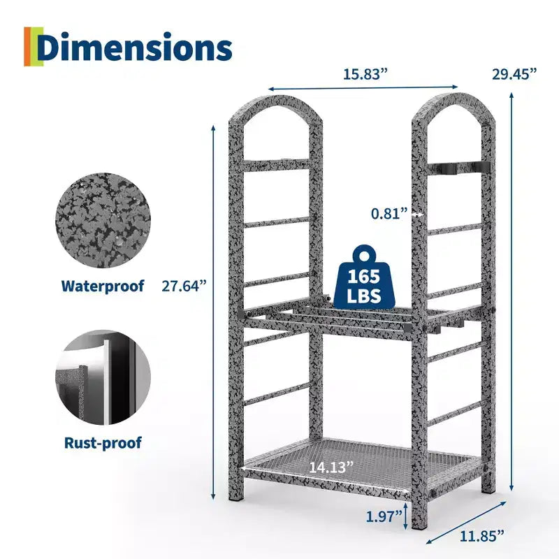 30-Inch Heavy-Duty Firewood Rack with Kindling Hooks - Indoor/Outdoor Steel Log Storage Organizer for Fireplace, Deck or Patio (Silver)