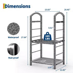 30-Inch Heavy-Duty Firewood Rack with Kindling Hooks - Indoor/Outdoor Steel Log Storage Organizer for Fireplace, Deck or Patio (Silver)