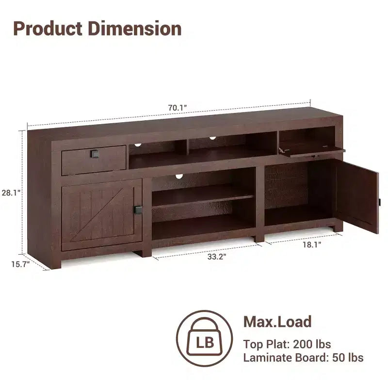 Farmhouse TV Stand for Tv Up to 80 Inches, Long Entertainment Center with 4 Storage Drawers & 3 Open Shelf, Television Consoles Stands for Living Room