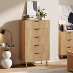 COZONY 48 in Tall 5 Drawer Dresser, Fluted Modern Chest with Deep Drawers & Wide Top