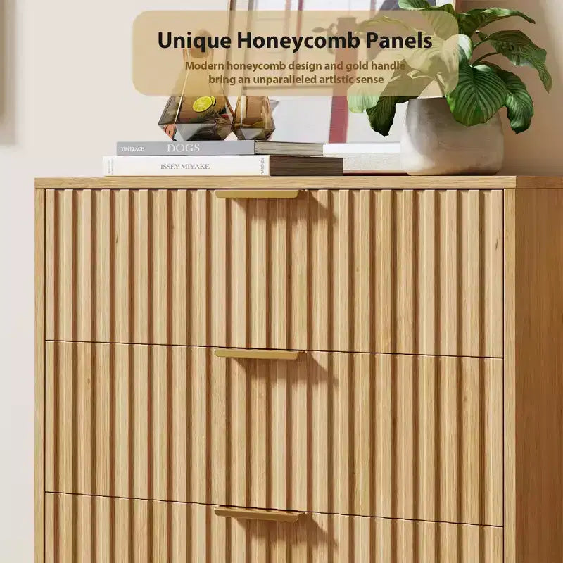 48 In Tall 5 Drawer Dresser, Fluted Modern Chest with Deep Drawers & Wide Top