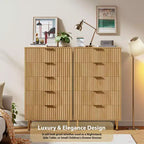 48 In Tall 5 Drawer Dresser, Fluted Modern Chest with Deep Drawers & Wide Top