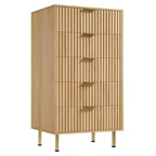 48 In Tall 5 Drawer Dresser, Fluted Modern Chest with Deep Drawers & Wide Top