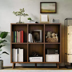 Wooden Cube Bookshelf, Freestanding Open Bookcase, Floor Standing Display Cabinet, Open Storage Organizer for Living Room, Office, Study Room