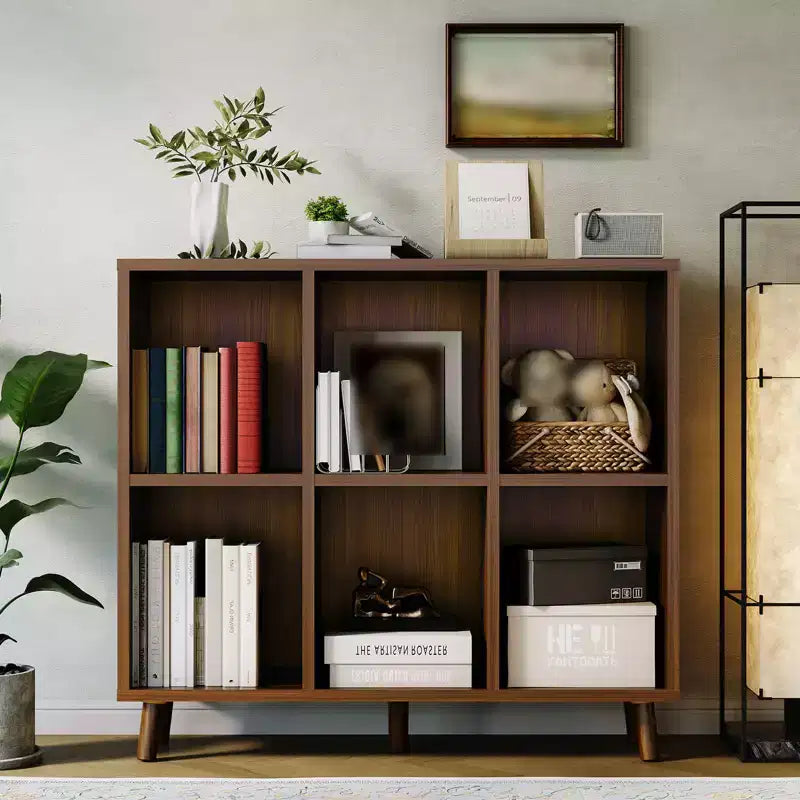 Wooden Cube Bookshelf, Freestanding Open Bookcase, Floor Standing Display Cabinet, Open Storage Organizer for Living Room, Office, Study Room