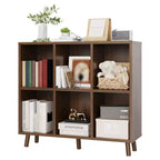 Wooden Cube Bookshelf, Freestanding Open Bookcase, Floor Standing Display Cabinet, Open Storage Organizer for Living Room, Office, Study Room